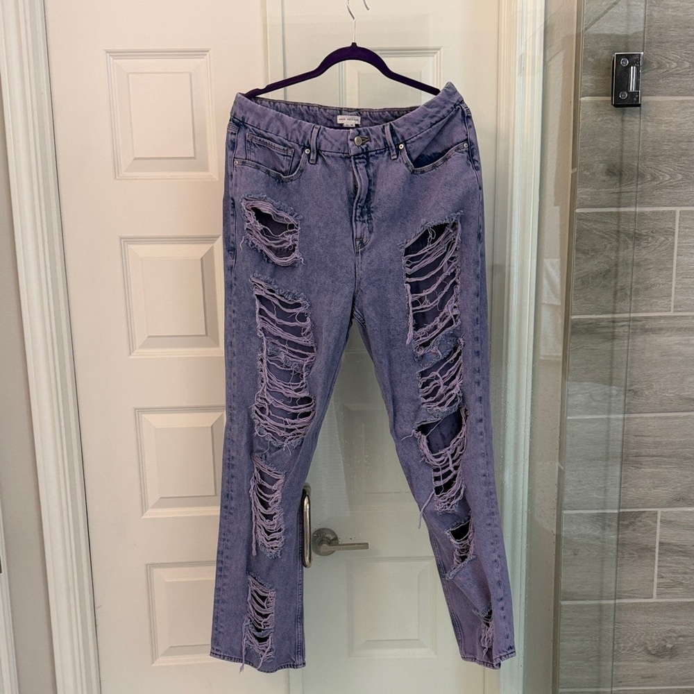 Good American Light Blue Distressed Boyfriend Jeans